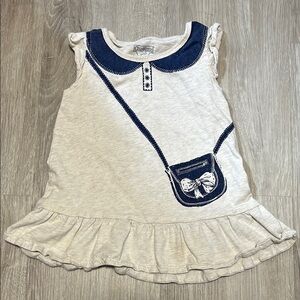 Girls' White and Blue Ruffle Top